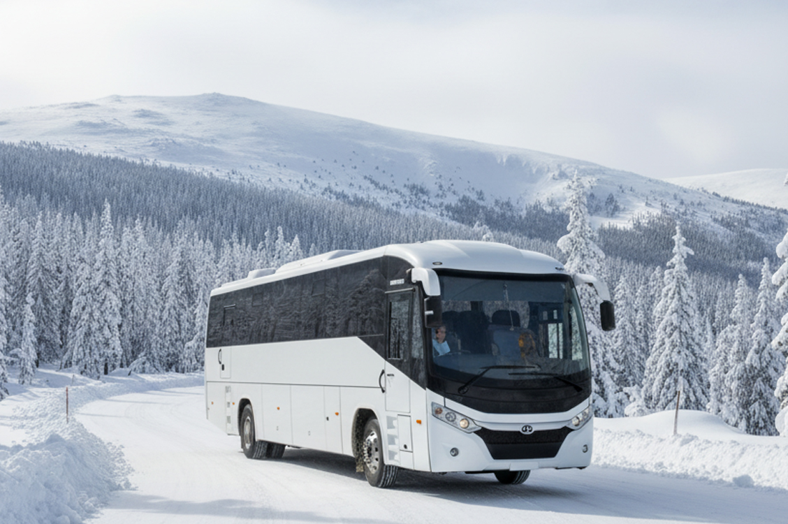 Skiers and snowboarders loading gear onto a Mt Buller snow trip bus
